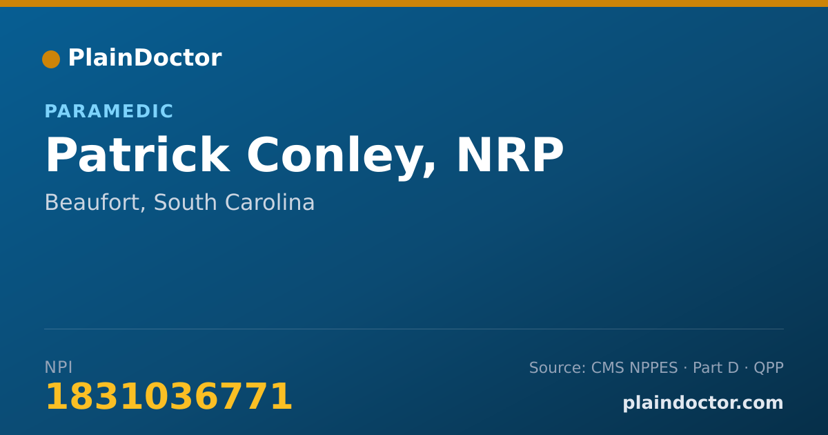 Shareable card for Patrick Conley, NRP - Paramedic, Beaufort, SC