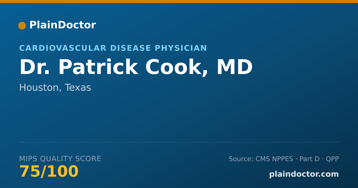 Shareable card for Patrick Cook, MD - Cardiovascular Disease Physician, Houston, TX