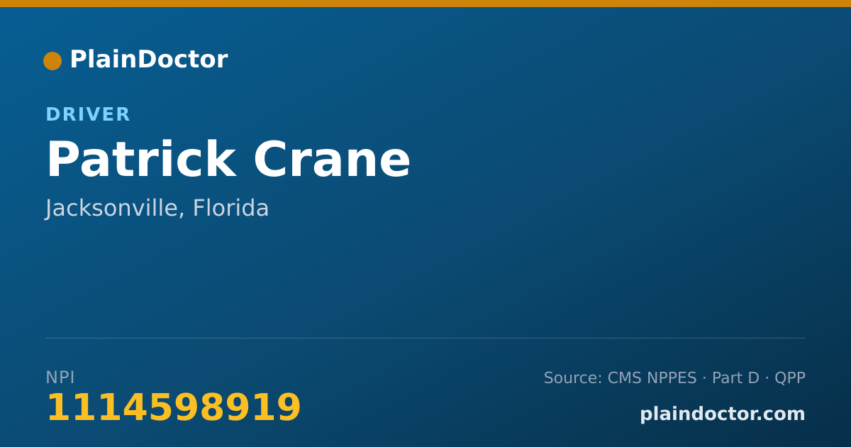 Shareable card for Patrick Crane - Driver, Jacksonville, FL