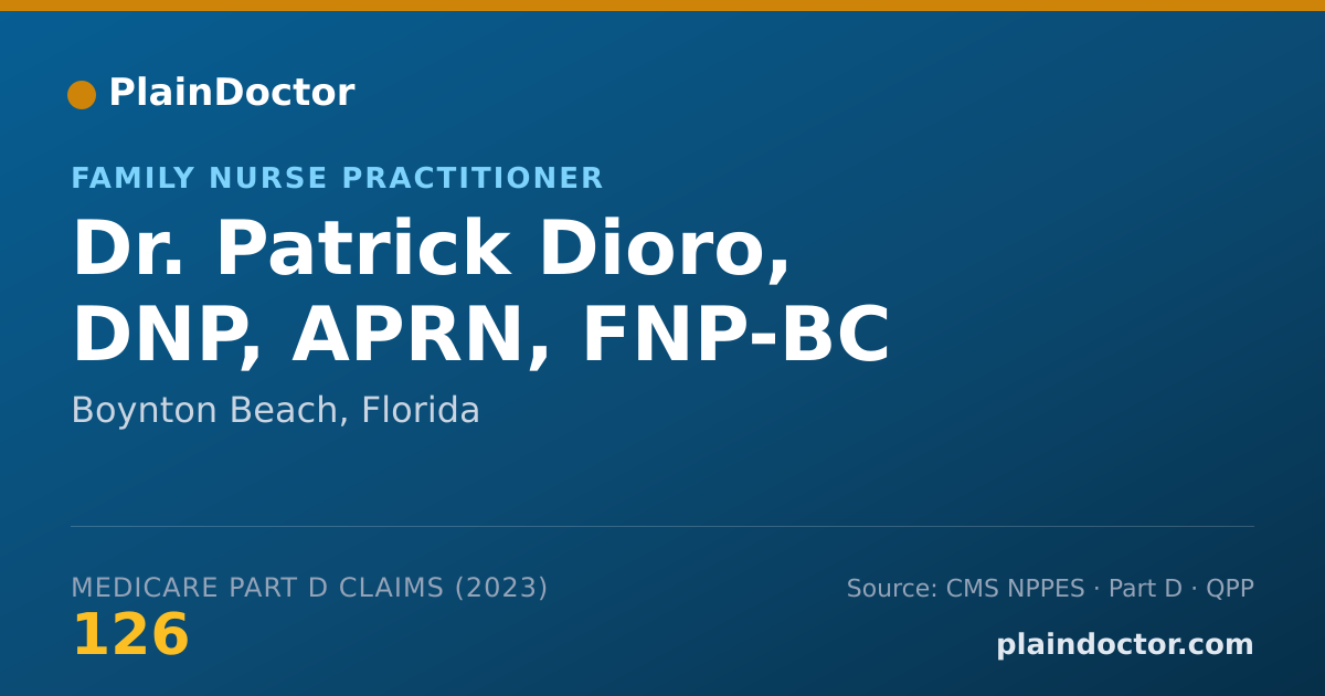 Shareable card for Patrick Dioro, DNP, APRN, FNP-BC - Family Nurse Practitioner, Boynton Beach, FL