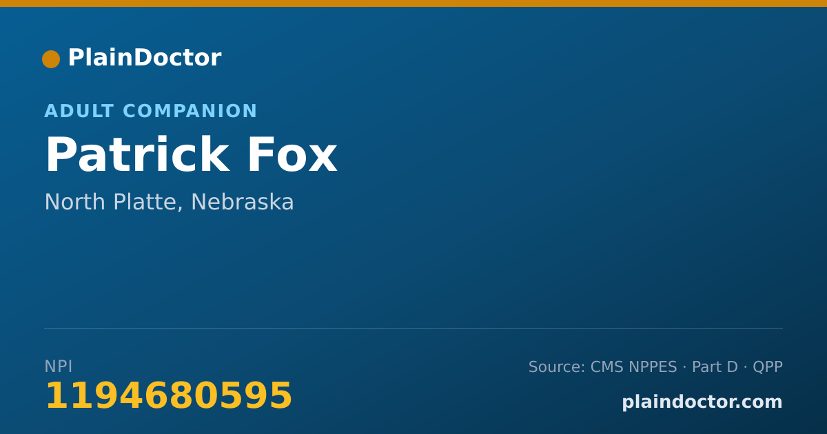 Shareable card for Patrick Fox - Adult Companion, North Platte, NE