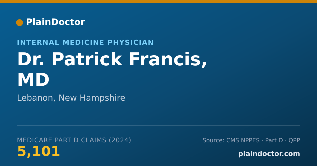 Shareable card for Patrick Francis, MD - Internal Medicine Physician, Lebanon, NH