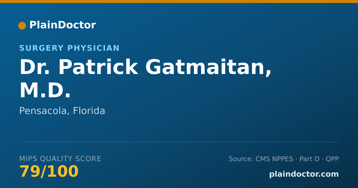 Shareable card for Patrick Gatmaitan, M.D. - Surgery Physician, Pensacola, FL