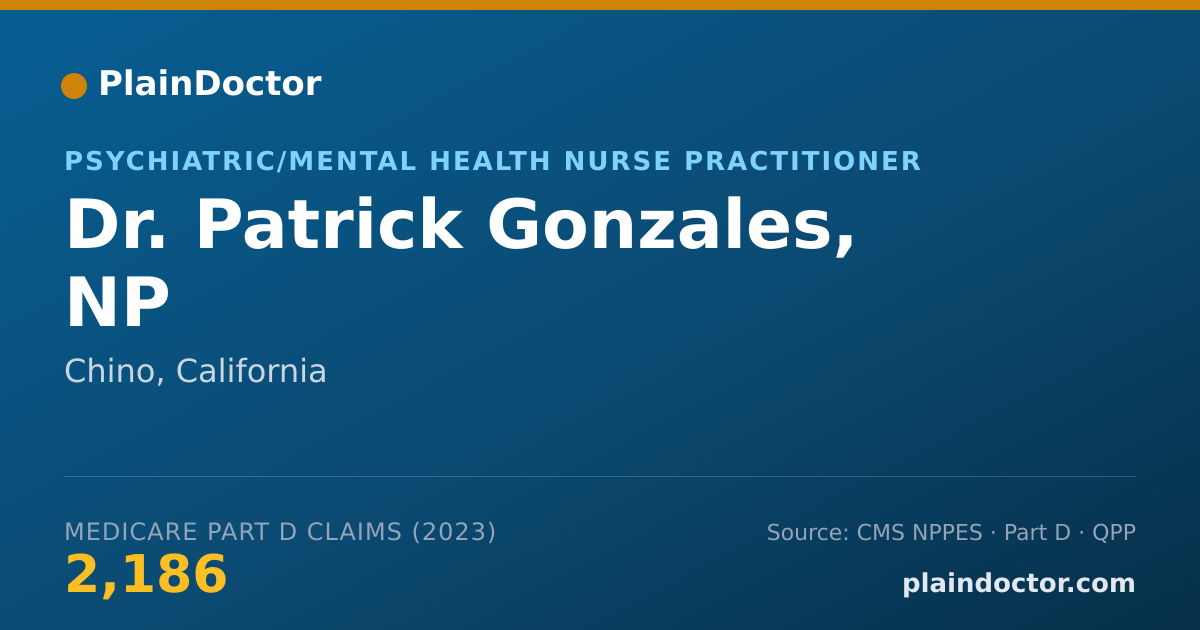 Shareable card for Patrick Gonzales, NP - Psychiatric/Mental Health Nurse Practitioner, Chino, CA