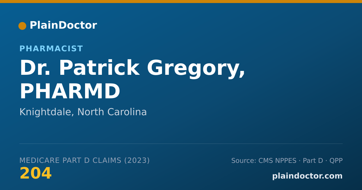 Shareable card for Patrick Gregory, PHARMD - Pharmacist, Knightdale, NC