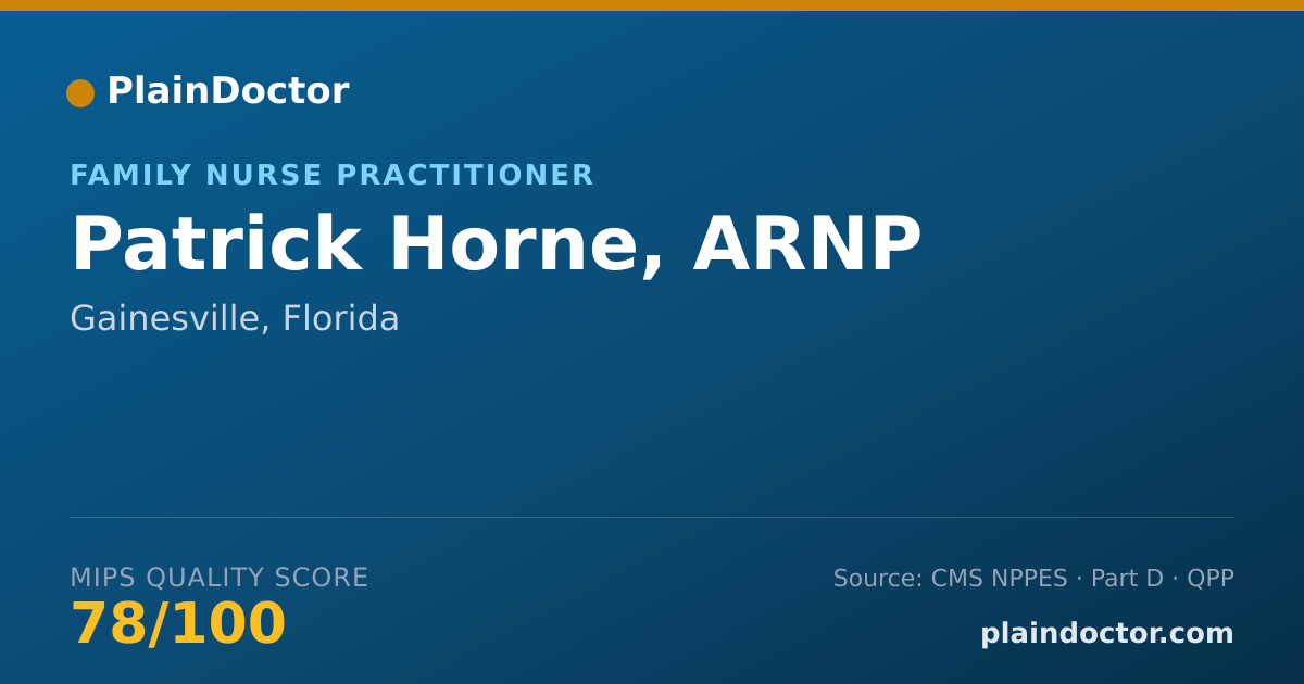 Shareable card for Patrick Horne, ARNP - Nurse Practitioner, Gainesville, FL