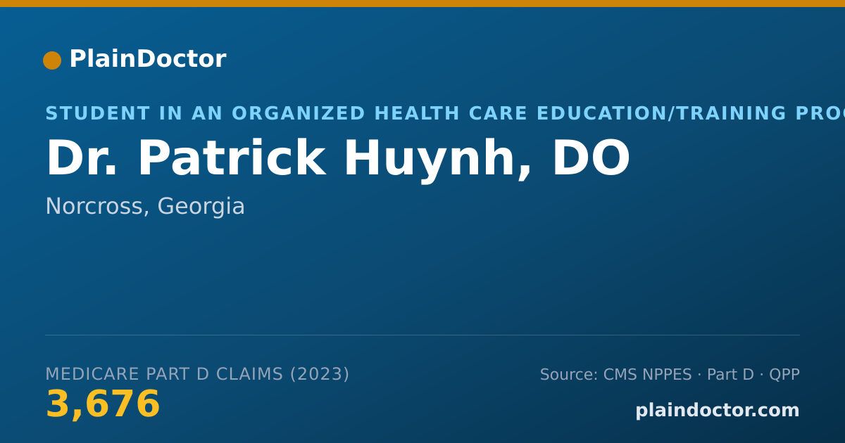 Shareable card for Patrick Huynh, DO - Student in an Organized Health Care Education/Training Program, Norcross, GA