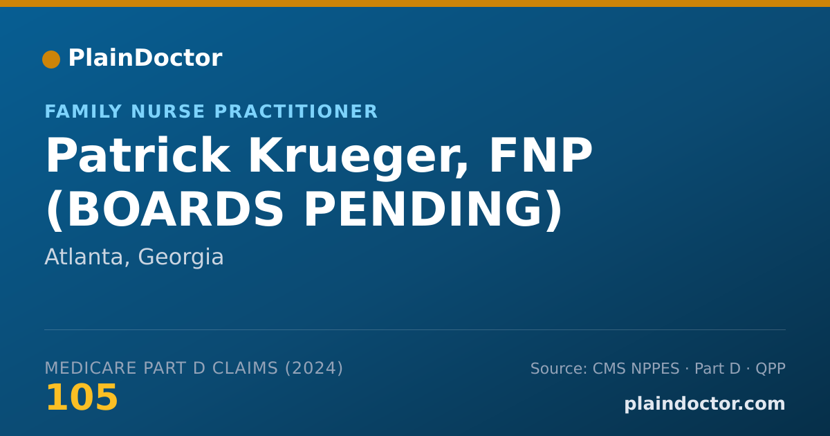 Shareable card for Patrick Krueger, FNP (BOARDS PENDING) - Family Nurse Practitioner, Atlanta, GA
