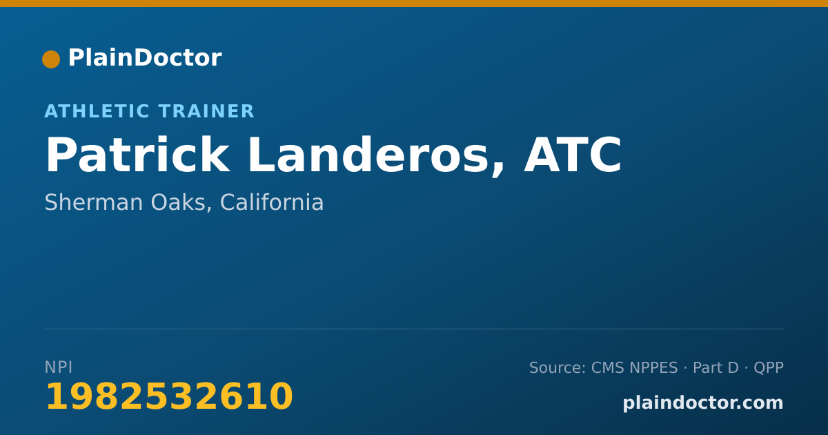 Shareable card for Patrick Landeros, ATC - Athletic Trainer, Sherman Oaks, CA
