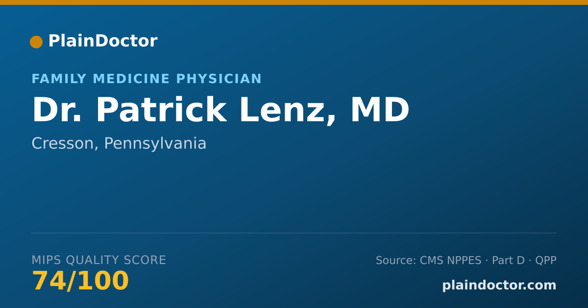 Shareable card for Patrick Lenz, MD - Family Medicine Physician, Cresson, PA