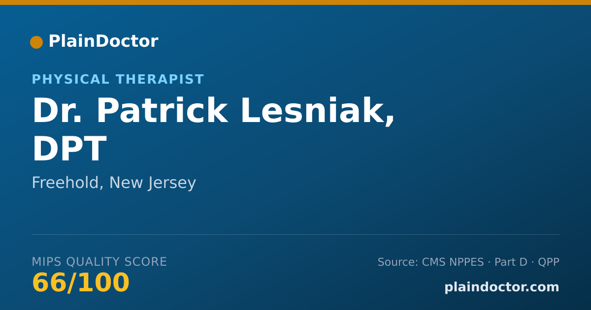 Shareable card for Patrick Lesniak, DPT - Physical Therapist, Freehold, NJ
