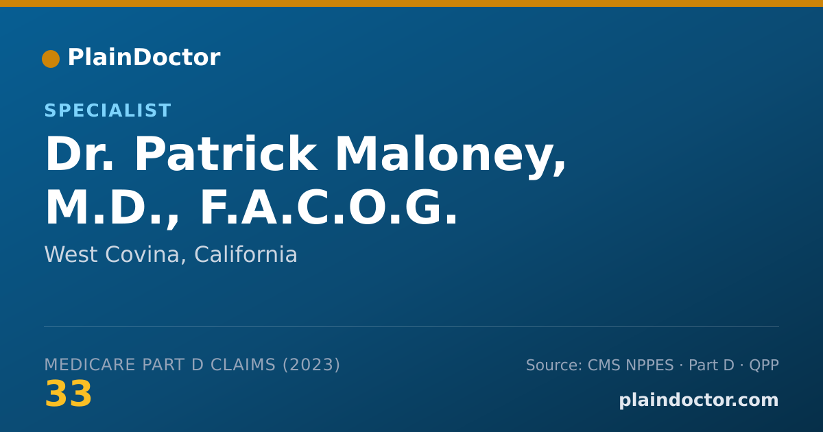 Shareable card for Patrick Maloney, M.D., F.A.C.O.G. - Specialist, West Covina, CA