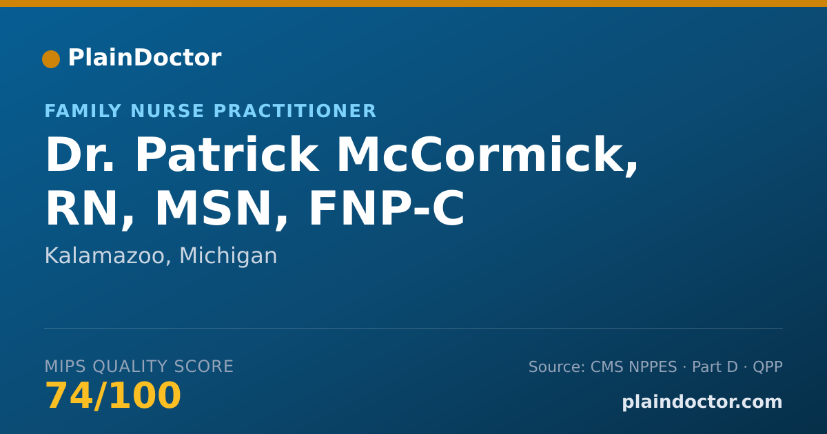 Shareable card for Patrick McCormick, RN, MSN, FNP-C - Family Nurse Practitioner, Kalamazoo, MI