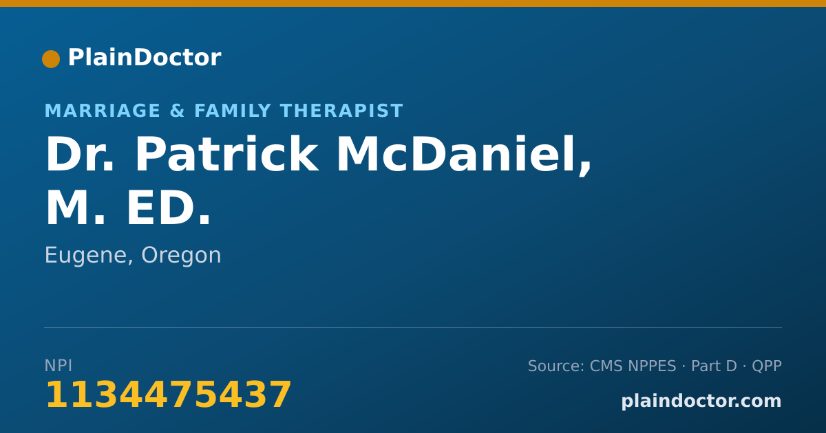 Shareable card for Patrick McDaniel, M. ED. - Marriage & Family Therapist, Eugene, OR