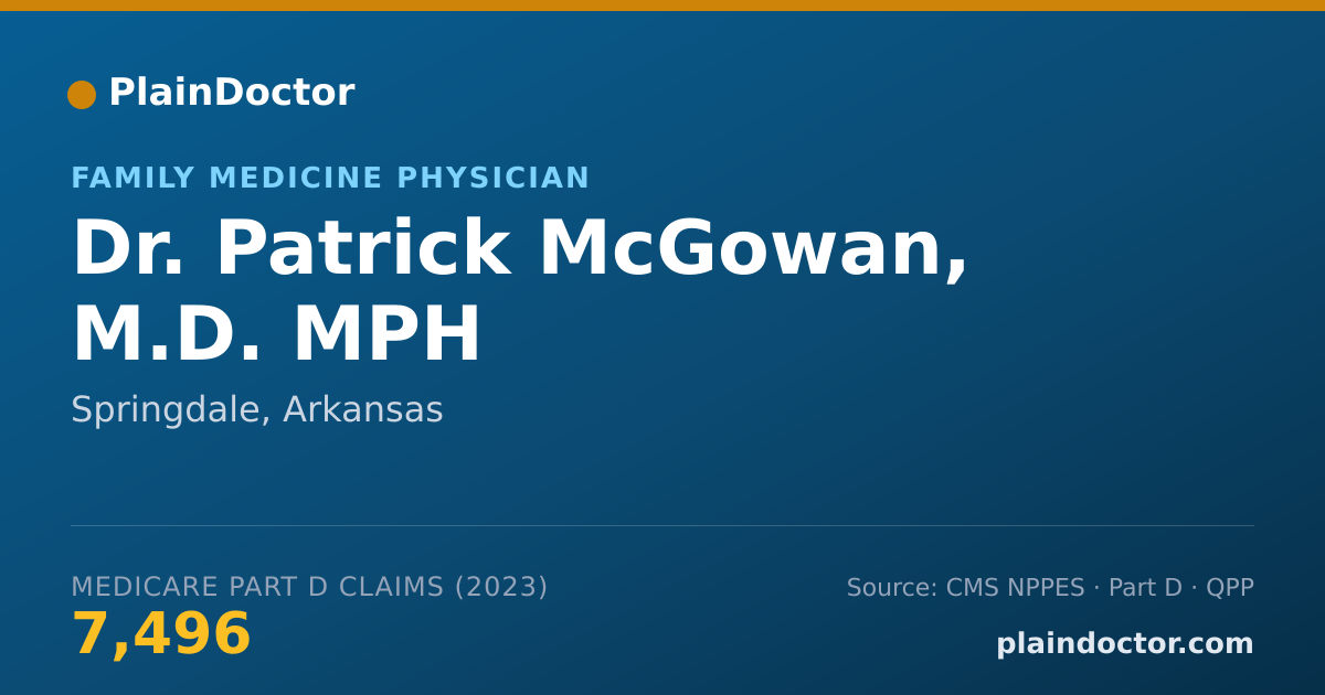 Shareable card for Patrick McGowan, M.D.  MPH - Family Medicine Physician, Springdale, AR
