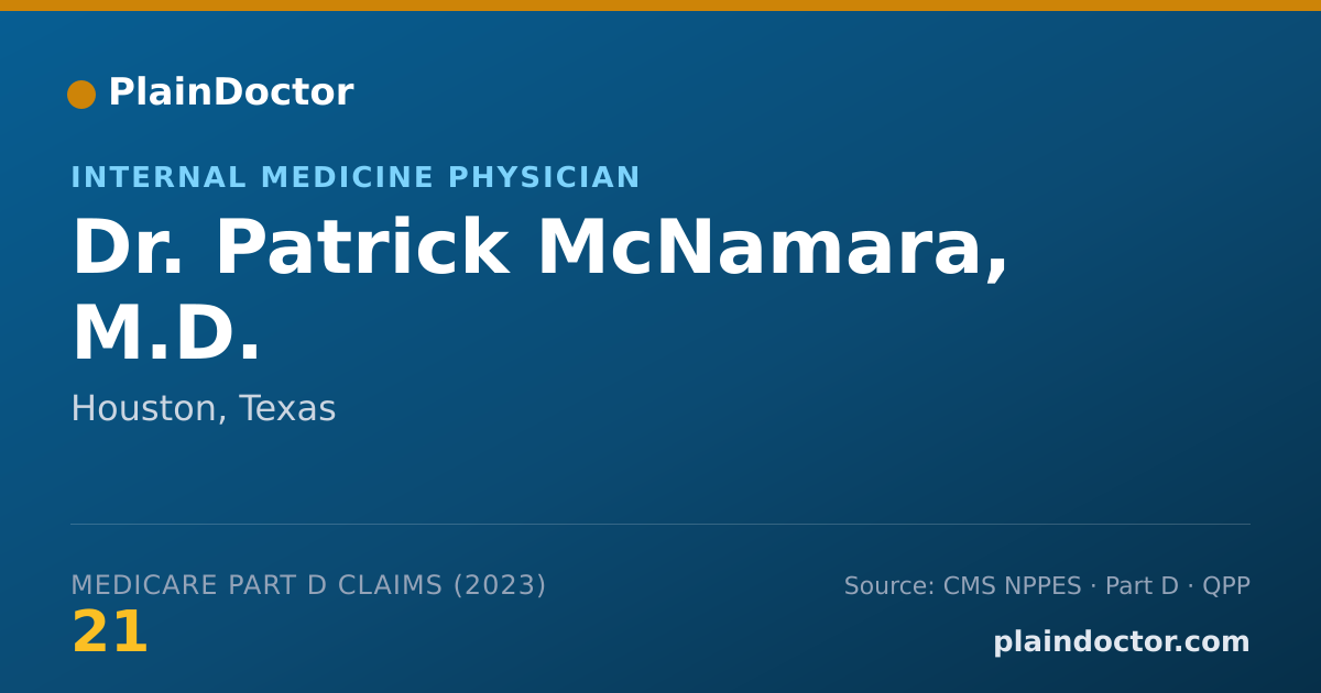 Shareable card for Patrick McNamara, M.D. - Internal Medicine Physician, Houston, TX