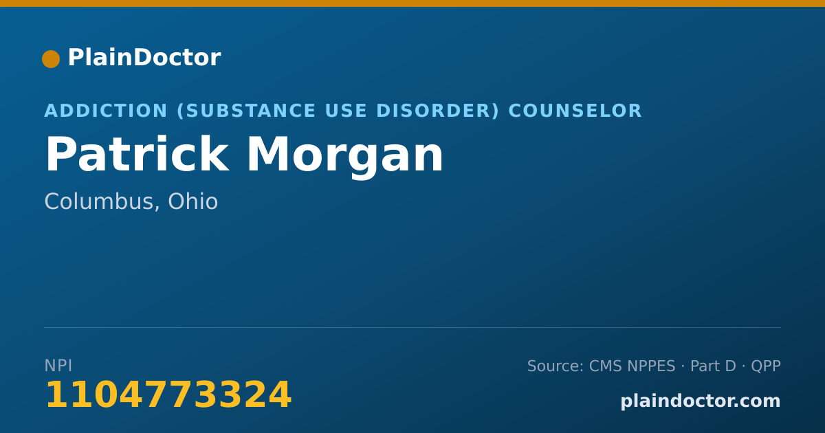 Shareable card for Patrick Morgan - Addiction (Substance Use Disorder) Counselor, Columbus, OH