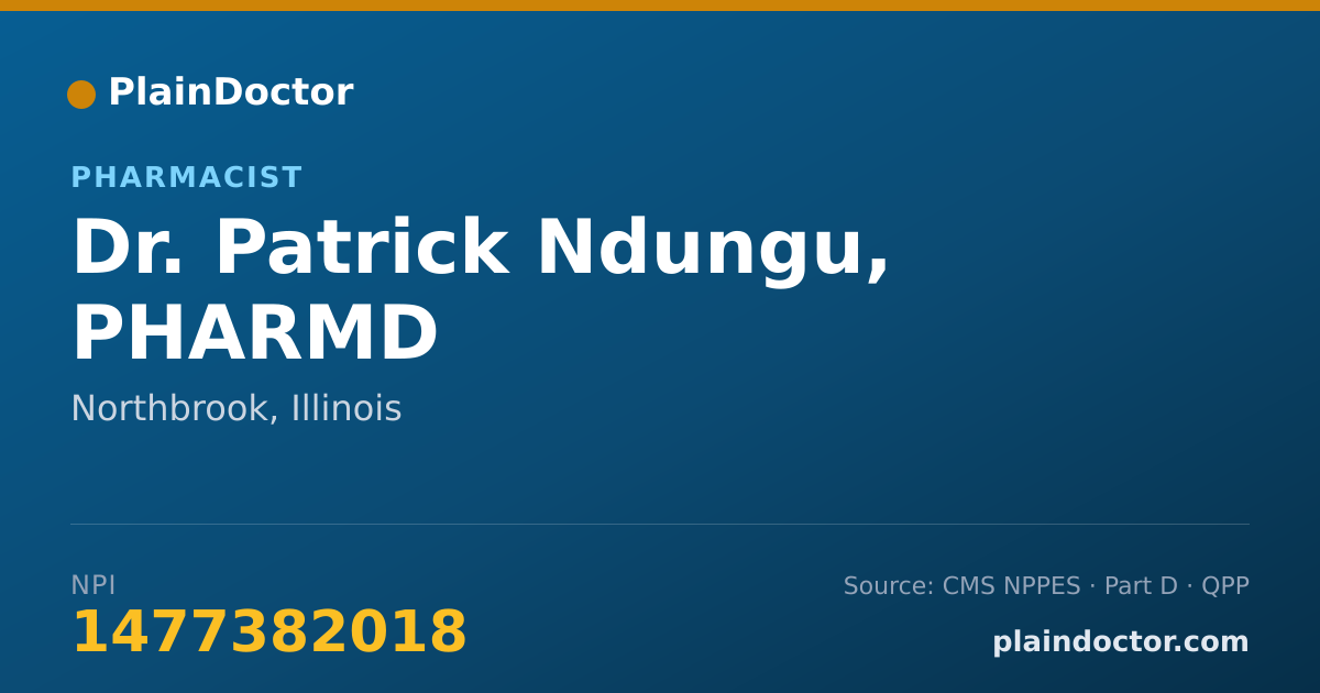 Shareable card for Patrick Ndungu, PHARMD - Pharmacist, Northbrook, IL