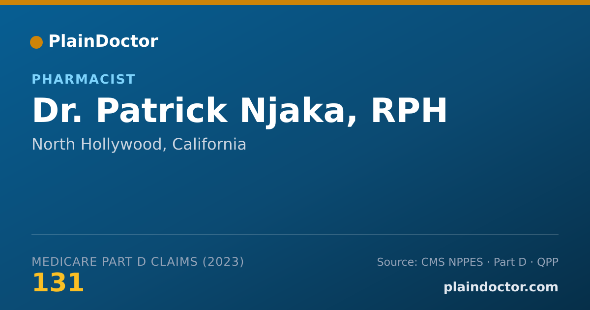 Shareable card for Patrick Njaka, RPH - Pharmacist, North Hollywood, CA