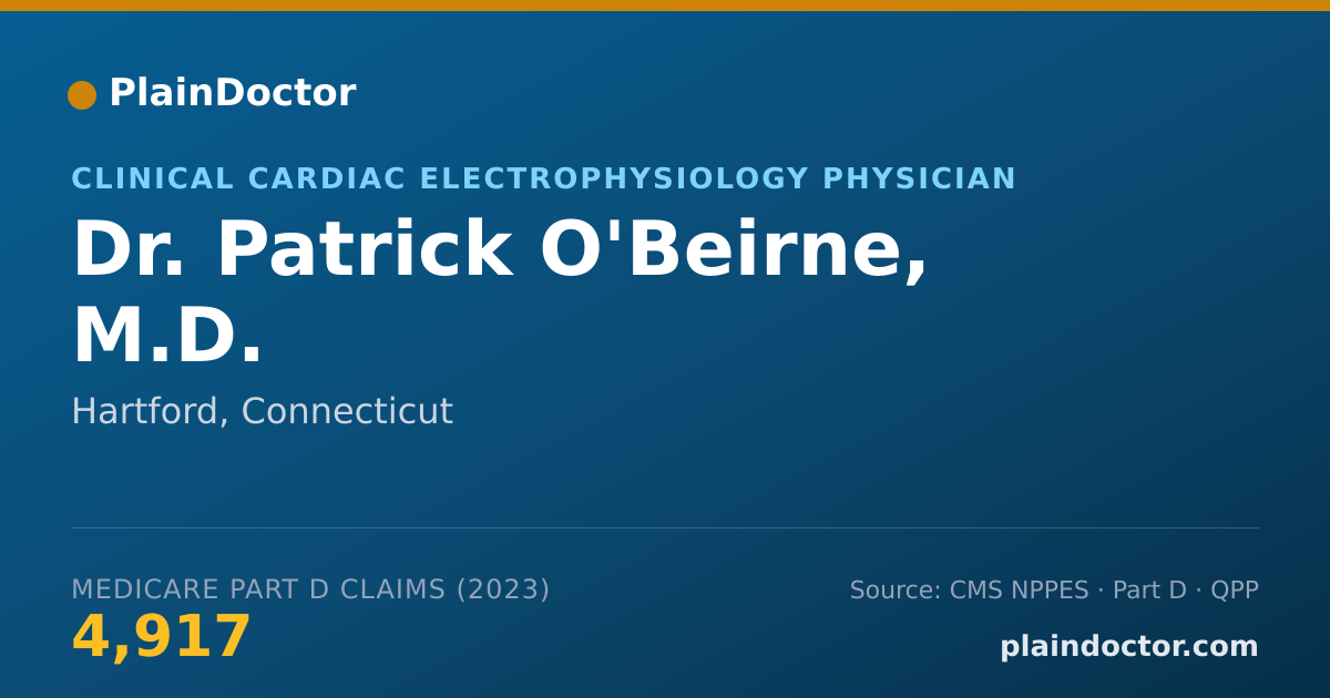 Shareable card for Patrick O'Beirne, M.D. - Clinical Cardiac Electrophysiology Physician, Hartford, CT