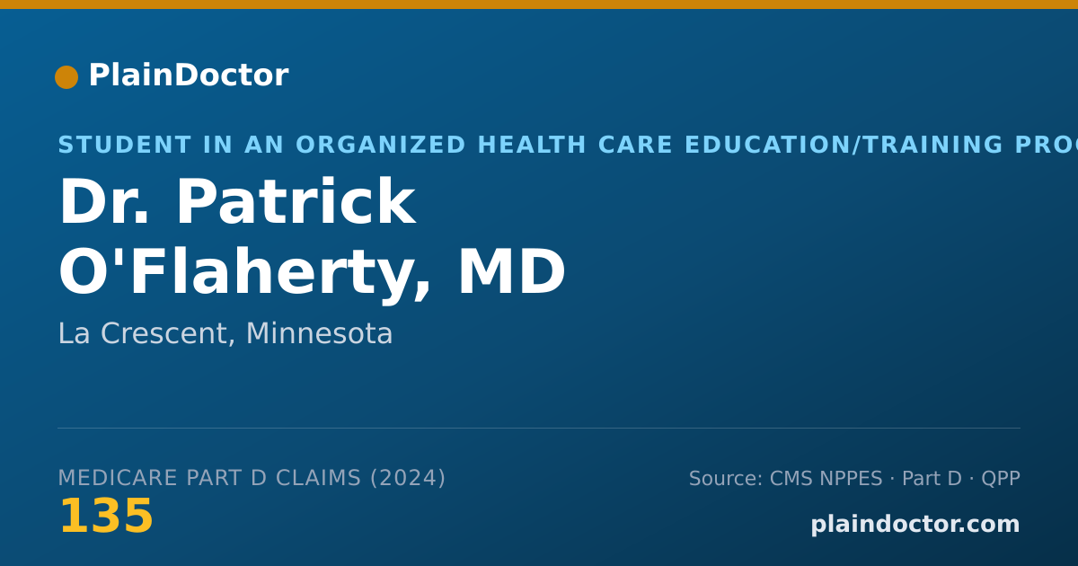 Shareable card for Patrick O'Flaherty, MD - Student in an Organized Health Care Education/Training Program, La Crescent, MN
