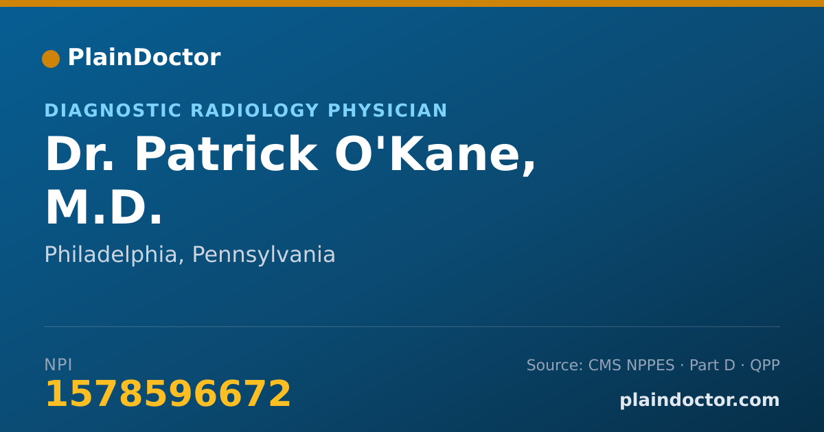 Shareable card for Patrick O'Kane, M.D. - Diagnostic Radiology Physician, Philadelphia, PA
