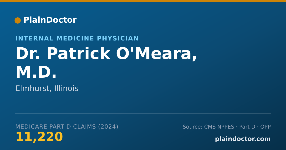 Shareable card for Patrick O'Meara, M.D. - Internal Medicine Physician, Elmhurst, IL