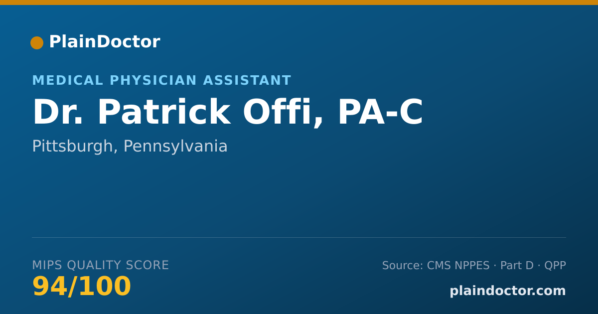Shareable card for Patrick Offi, PA-C - Medical Physician Assistant, Pittsburgh, PA