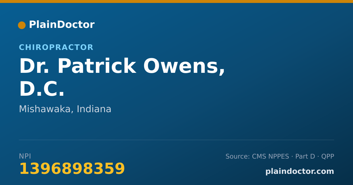 Shareable card for Patrick Owens, D.C. - Chiropractor, Mishawaka, IN