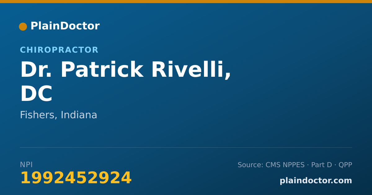 Shareable card for Patrick Rivelli, DC - Chiropractor, Fishers, IN