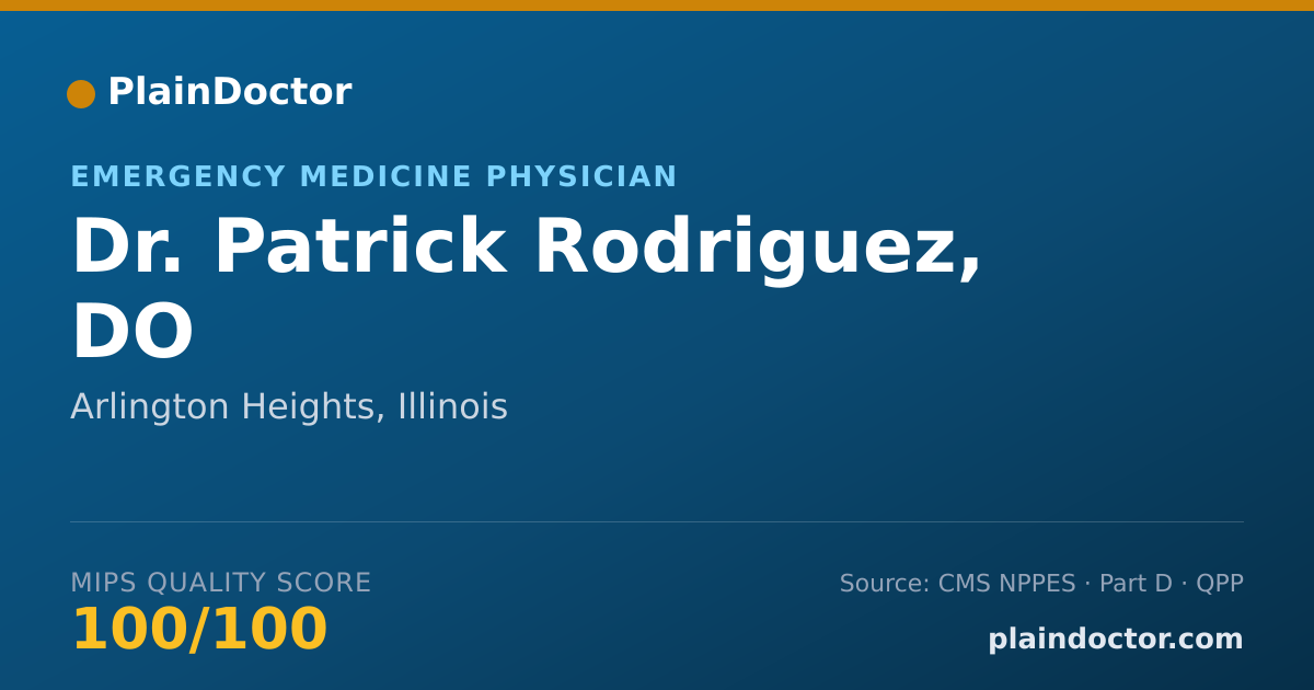 Shareable card for Patrick Rodriguez, DO - Emergency Medicine Physician, Arlington Heights, IL