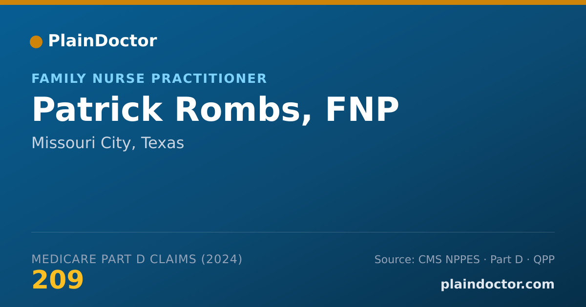 Shareable card for Patrick Rombs, FNP - Family Nurse Practitioner, Missouri City, TX