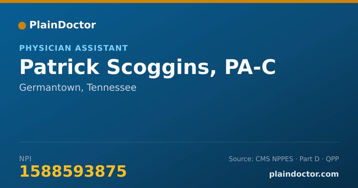 Shareable card for Patrick Scoggins, PA-C - Physician Assistant, Germantown, TN