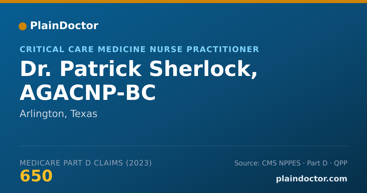 Shareable card for Patrick Sherlock, AGACNP-BC - Critical Care Medicine Nurse Practitioner, Arlington, TX