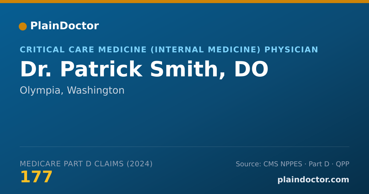 Shareable card for Patrick Smith, DO - Critical Care Medicine (Internal Medicine) Physician, Olympia, WA