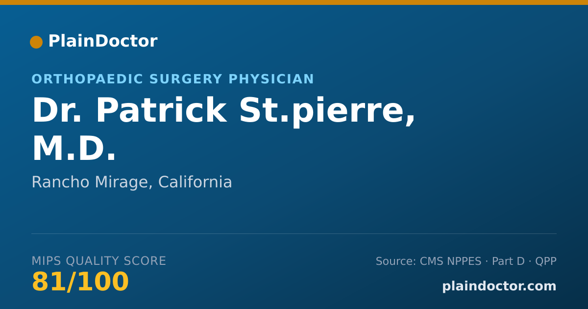 Shareable card for Patrick St.pierre, M.D. - Sports Medicine (Orthopaedic Surgery) Physician, Rancho Mirage, CA