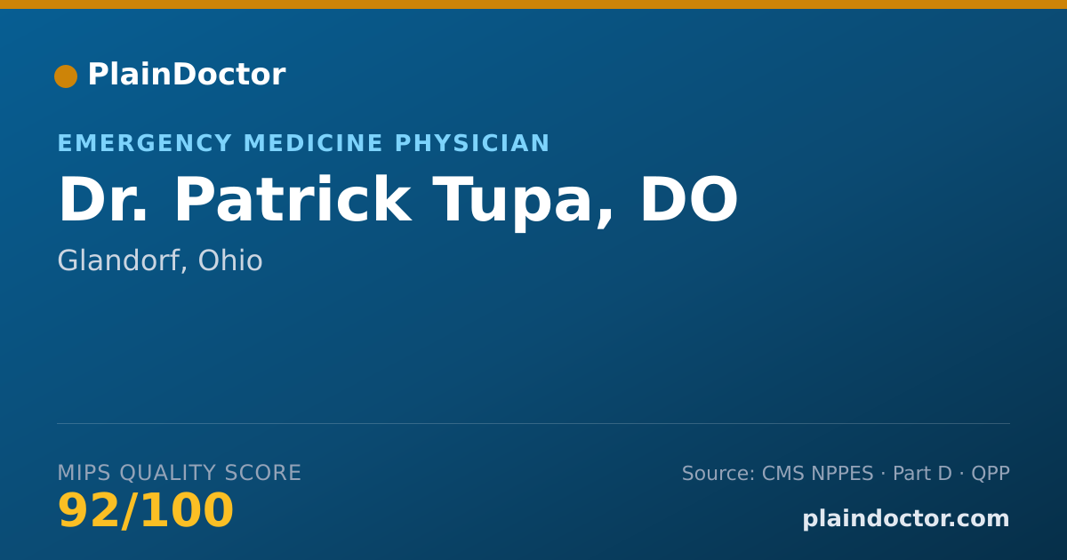 Shareable card for Patrick Tupa, DO - Emergency Medicine Physician, Glandorf, OH