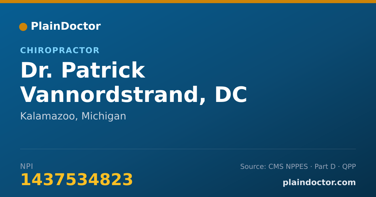 Shareable card for Patrick Vannordstrand, DC - Chiropractor, Kalamazoo, MI