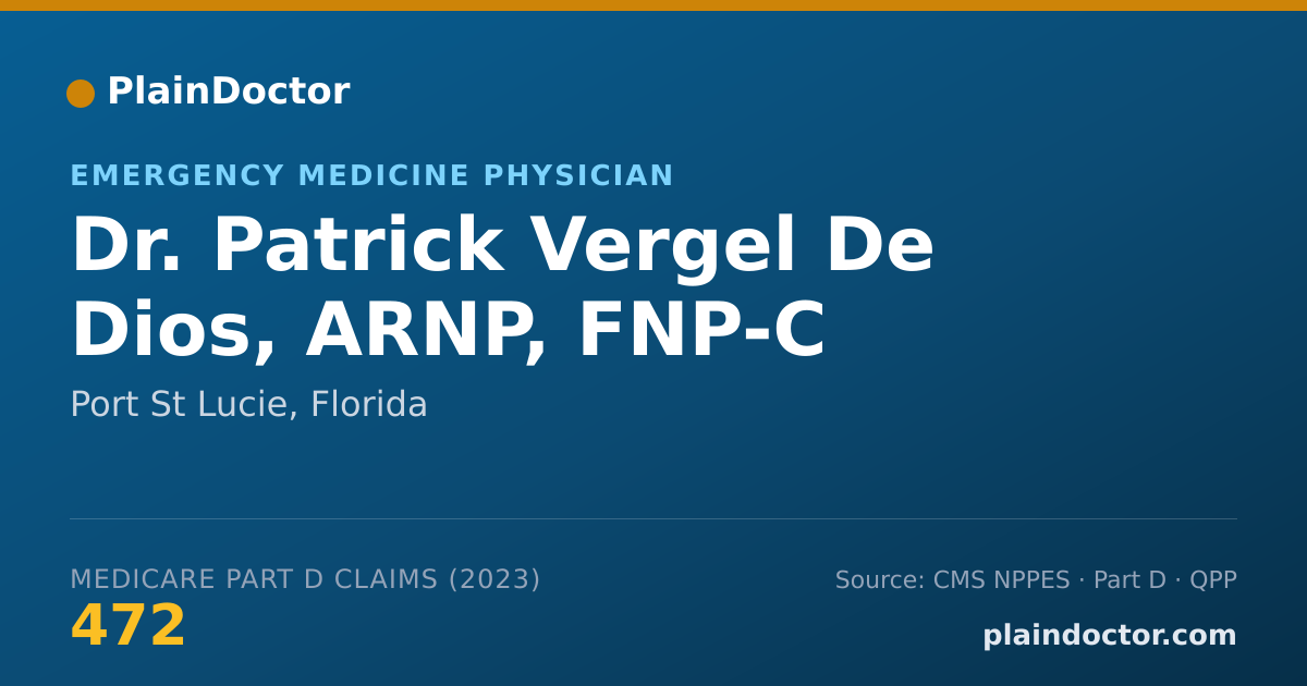Shareable card for Patrick Vergel De Dios, ARNP, FNP-C - Emergency Medicine Physician, Port St Lucie, FL