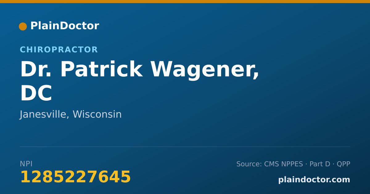 Shareable card for Patrick Wagener, DC - Chiropractor, Janesville, WI