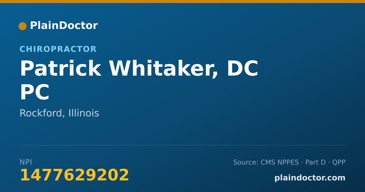 Shareable card for Patrick Whitaker, DC PC - Chiropractor, Rockford, IL