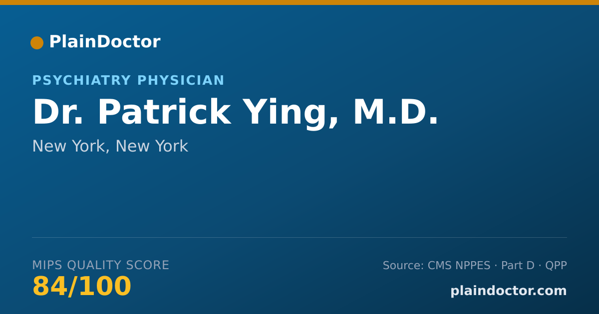 Shareable card for Patrick Ying, M.D. - Psychiatry Physician, New York, NY