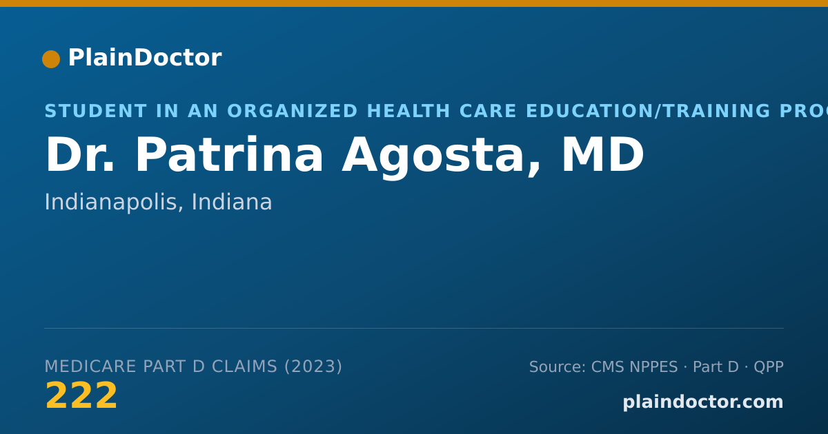 Shareable card for Patrina Agosta, MD - Student in an Organized Health Care Education/Training Program, Indianapolis, IN