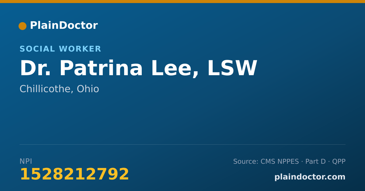 Shareable card for Patrina Lee, LSW - Social Worker, Chillicothe, OH