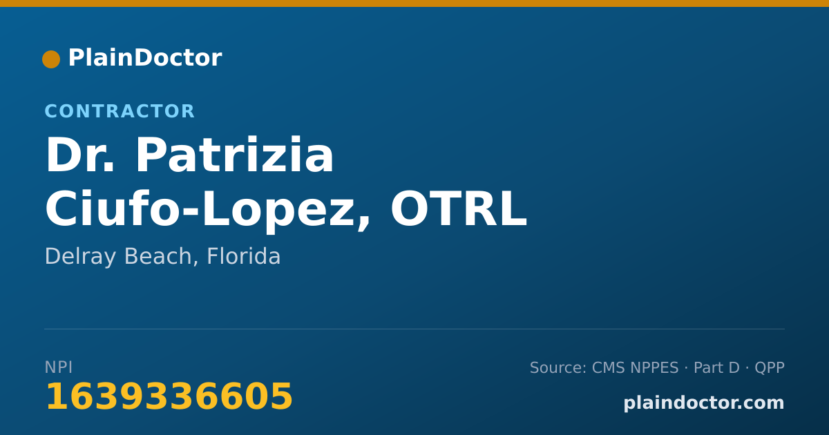 Shareable card for Patrizia Ciufo-Lopez, OTRL - Contractor, Delray Beach, FL