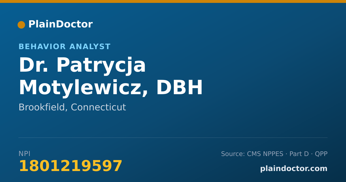 Shareable card for Patrycja Motylewicz, DBH - Behavior Analyst, Brookfield, CT
