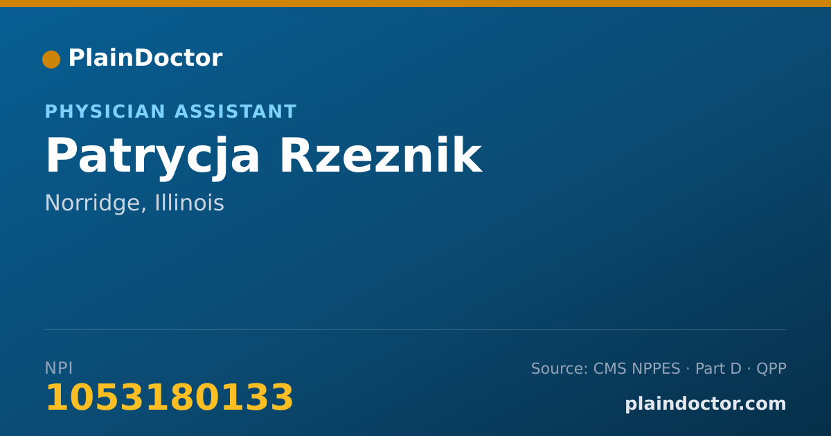 Shareable card for Patrycja Rzeznik - Physician Assistant, Norridge, IL