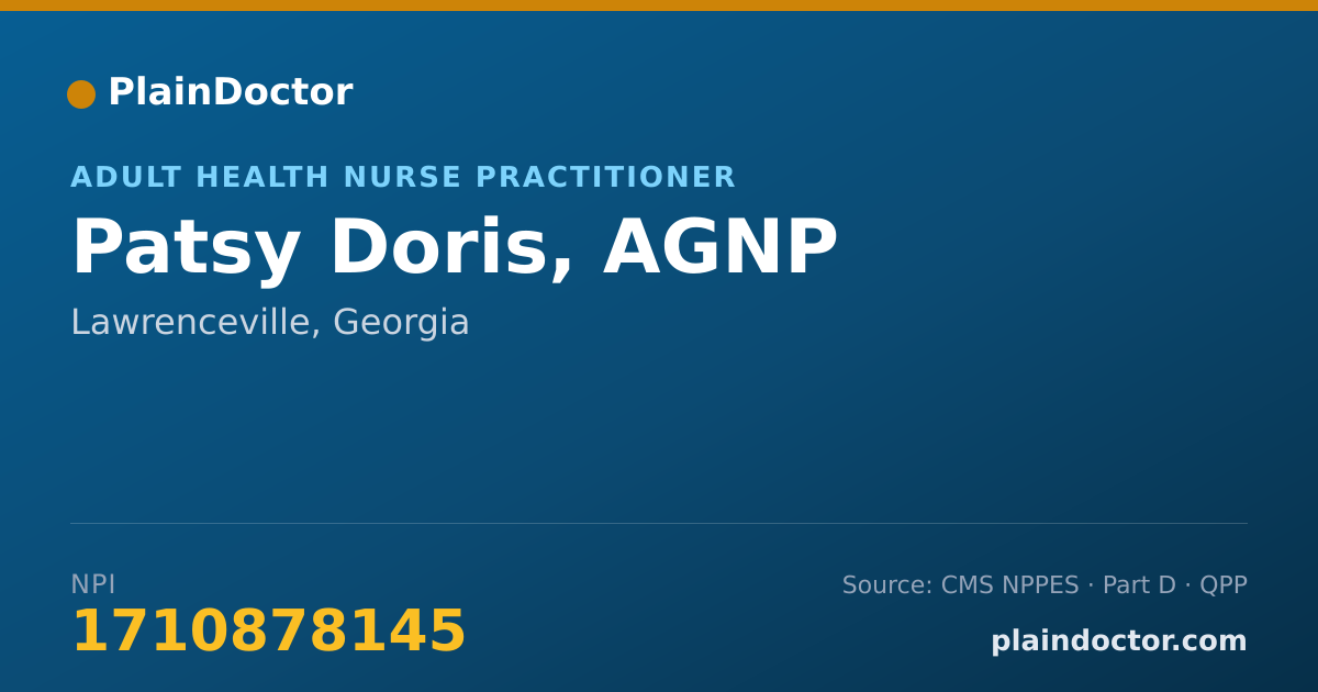 Shareable card for Patsy Doris, AGNP - Adult Health Nurse Practitioner, Lawrenceville, GA