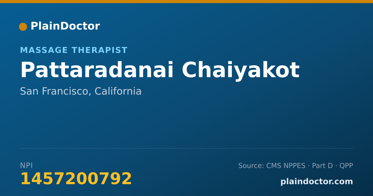 Shareable card for Pattaradanai Chaiyakot - Massage Therapist, San Francisco, CA