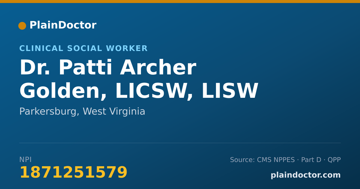 Shareable card for Patti Archer Golden, LICSW, LISW - Clinical Social Worker, Parkersburg, WV